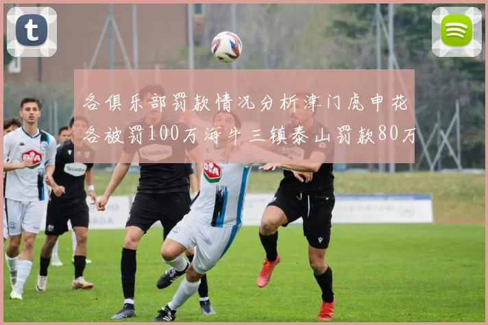 各俱乐部罚款情况分析津门虎申花各被罚100万海牛三镇泰山罚款80万